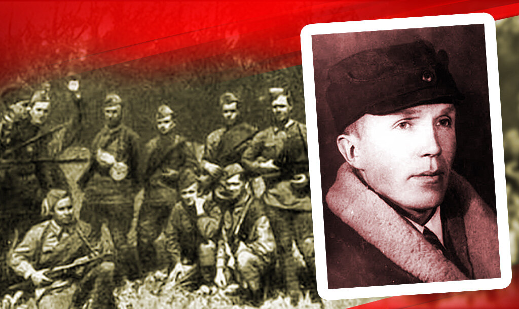 Слева: Группа из отряда "Победители", справа: Николай Иванович Кузнецов