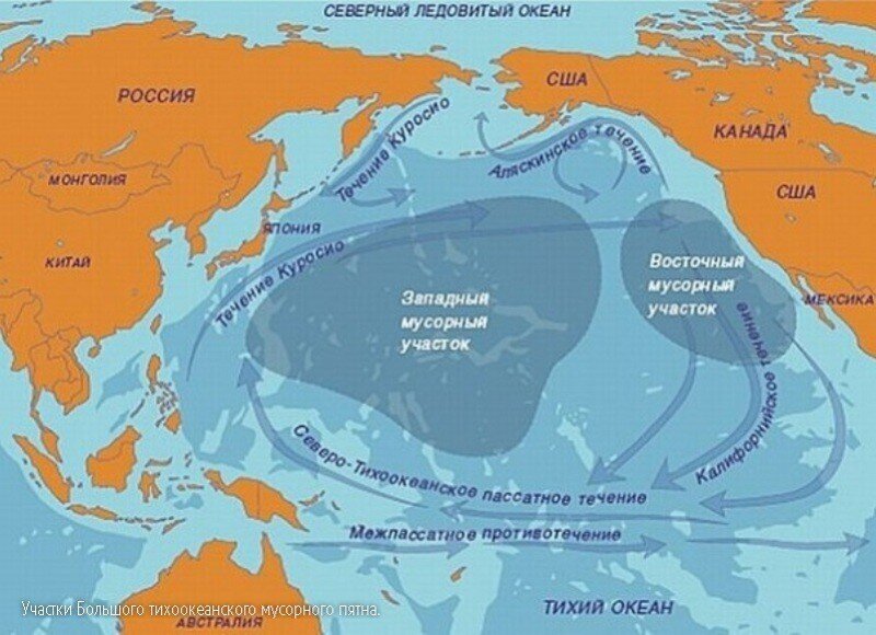 Карта Большого мусорного пятна. Рисунок из интернета: https://tn.fishki.net/26/upload/post/201504/16/1504225/2_photo5.jpg -