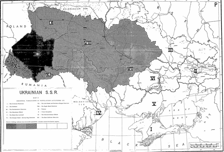 Карта лояльности к СССР. Чем выше цифра, тем ниже лояльность. 
