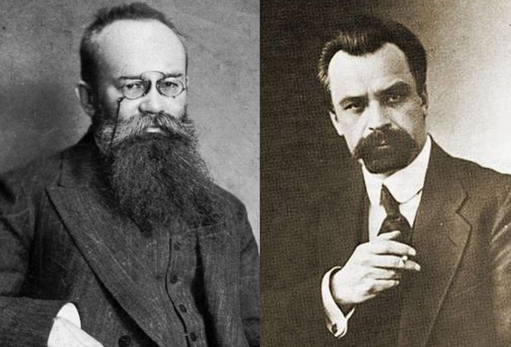 Глава Украинской центральной рады М. Грушевский (слева) и автор всех манифестов УЦР В. Винниченко