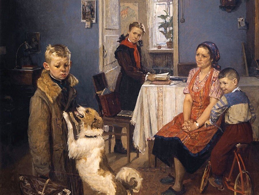 Картина художника Фёдора Решетникова "Опять двойка", созданная в 1952 году.