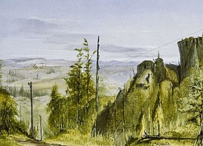 Участок однопроводной телеграфной линии Россия-Америка, 1866 год