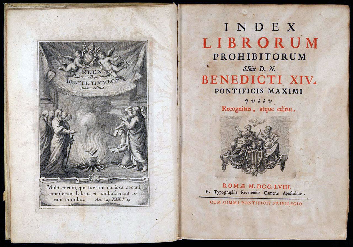 «Индекс запрещенных книг» (лат. — Index Librorum Prohibitorum), изданный во времена папы Бенедикта XIV 