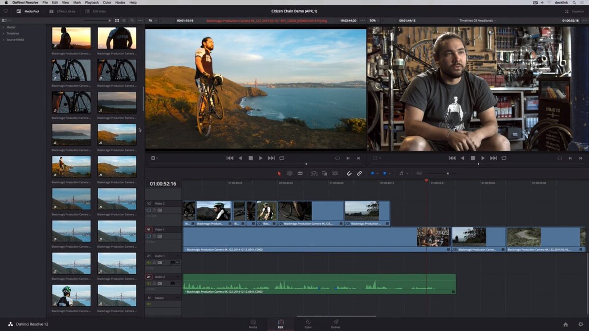 DAVINCI resolve 16 Интерфейс