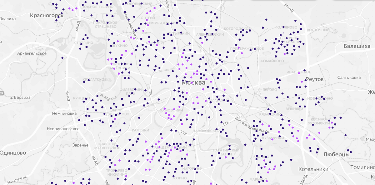 Карта московских школ с рейтингом. 