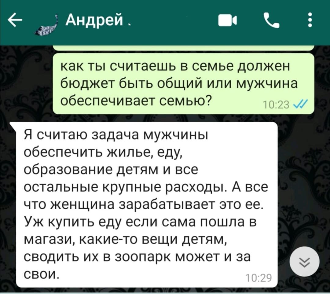 Скрин личной переписки автора