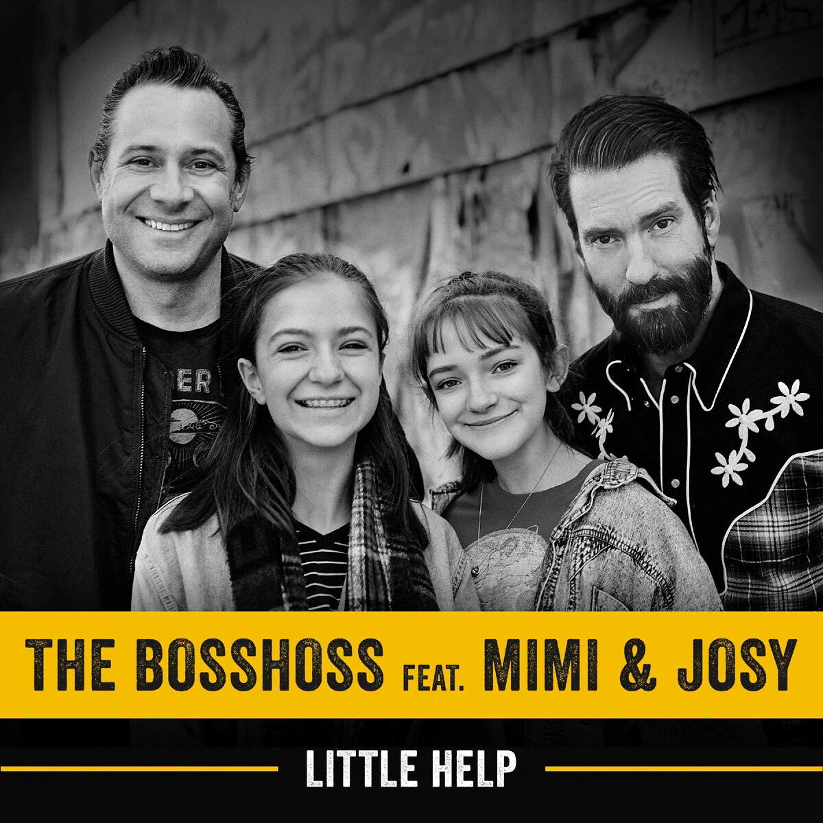 Обложка сингла "Little Help" немецкой кантри-рок группы The BossHoss с участием дуэта Mimi & Josy
