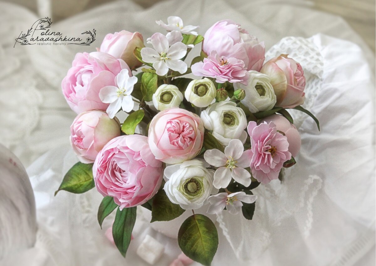 Вид сверху, букет ручной работы из фоамирана!