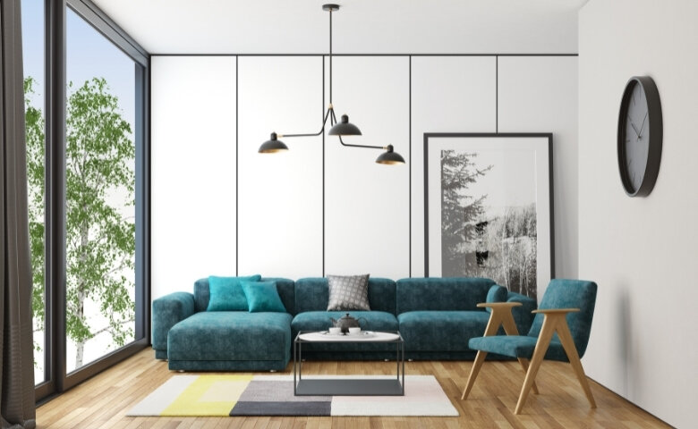 Огромные панорамные окна в скандинавском интерьере (источник: https://www.canva.com/)