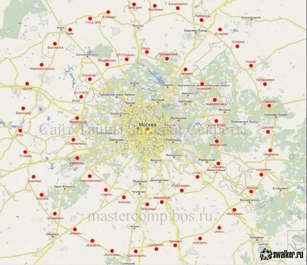 Примерно вот так это выглядит на карте. ВЧ ПРО Москвы. Фото взято с сайта swalker.ru