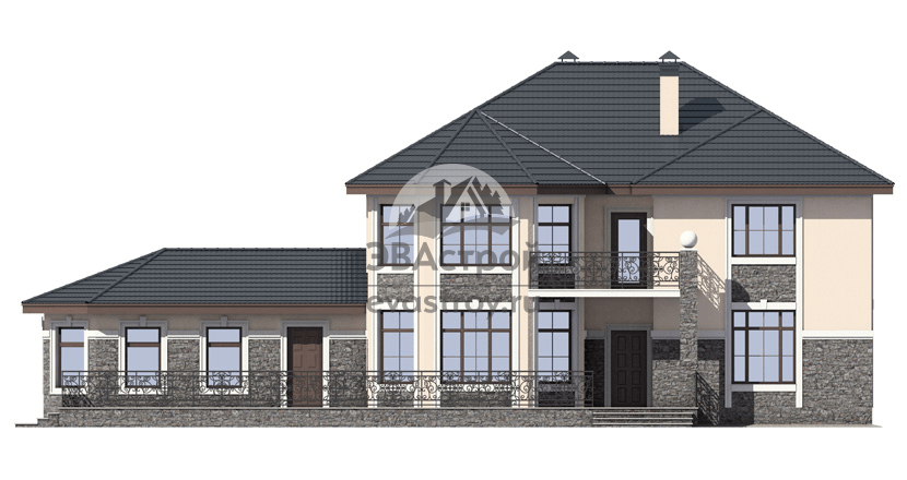Проект двухэтажного дома 303 м2 с эркером, балконом и террасой - 23-84