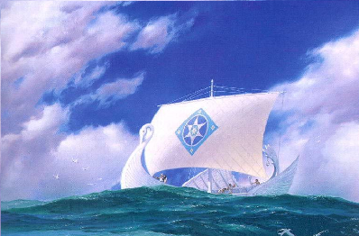 Корабль Эарендиля, отправляющийся на Запад. Тед Несмит.