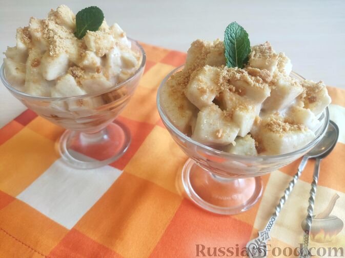 яблоко, печенье, сметана, сахар, корица молотая