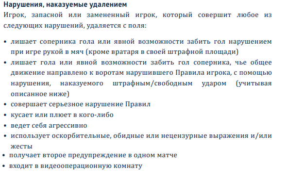 Информация взята из Официального перевода Российского Футбольного Союза "Правила игры 20/21"