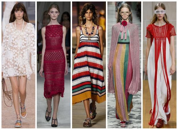 Одежда на модных показах в технике кроше.