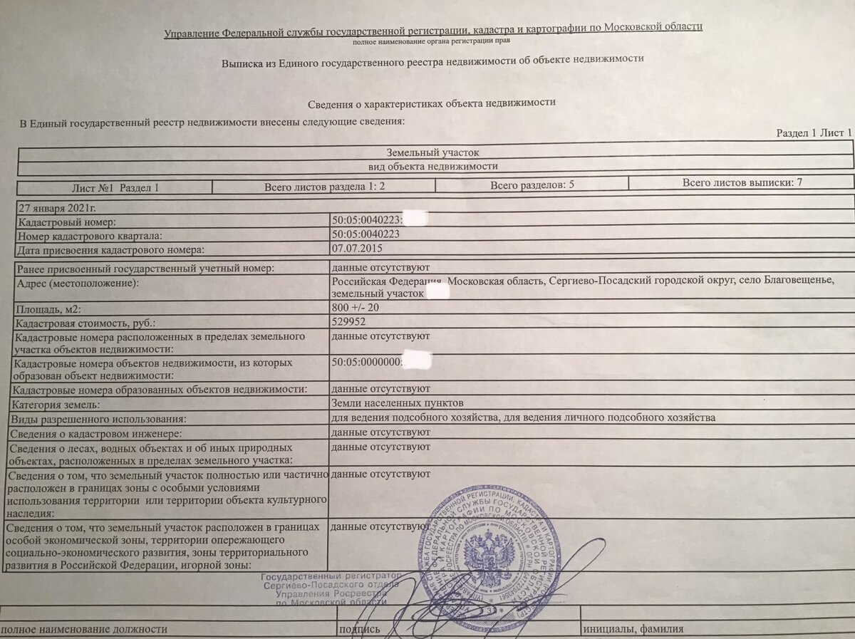 Полная выписка из ЕГРН содержит 7 страниц, сжатая — 3