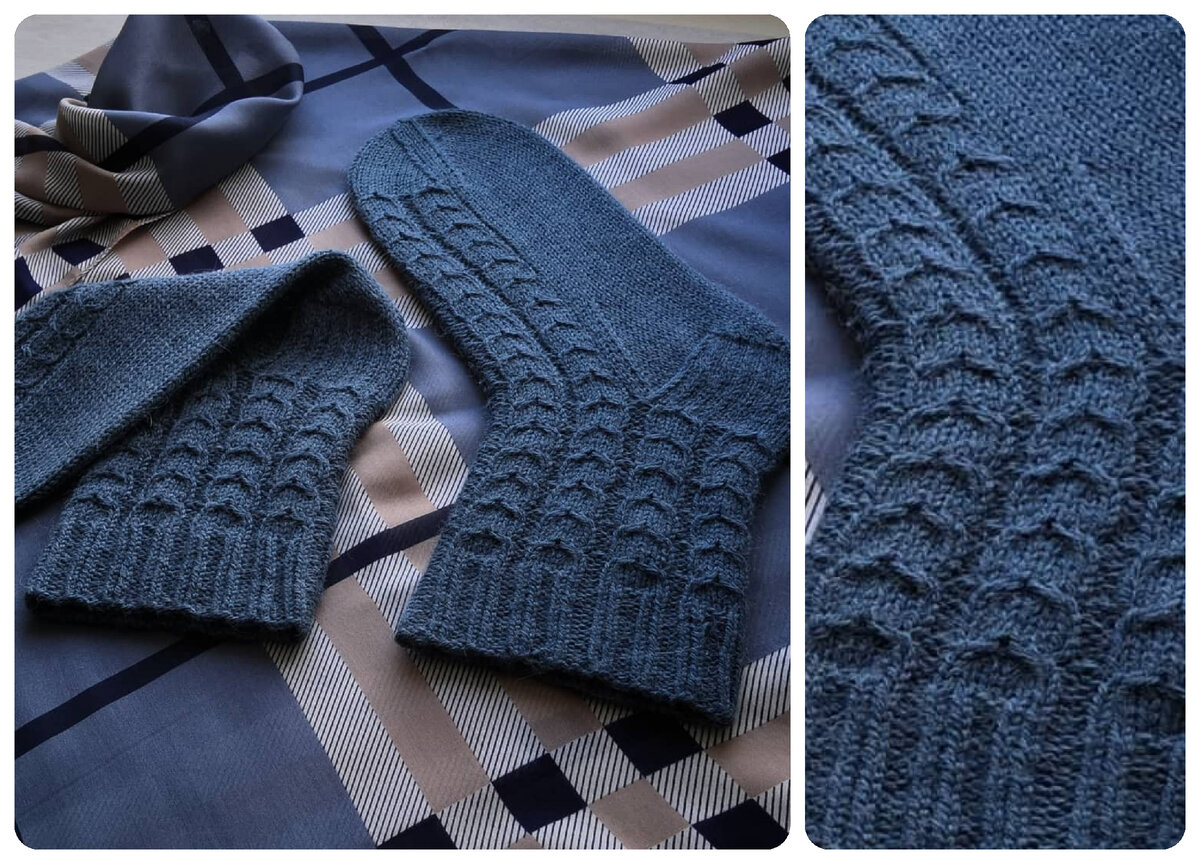 Носки с узором волнами, работа @ngsh_knit