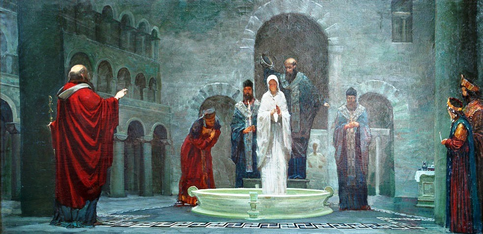 Оглашенные в православии это. Крещение Ольги в Константинополе. Крещение Ольги в Константинополе 957.