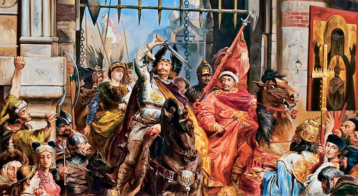 Болеслав Храбрый и Святополк въезжают через Золотые ворота в Киеве. Картина Яна Матейко. 1884 год