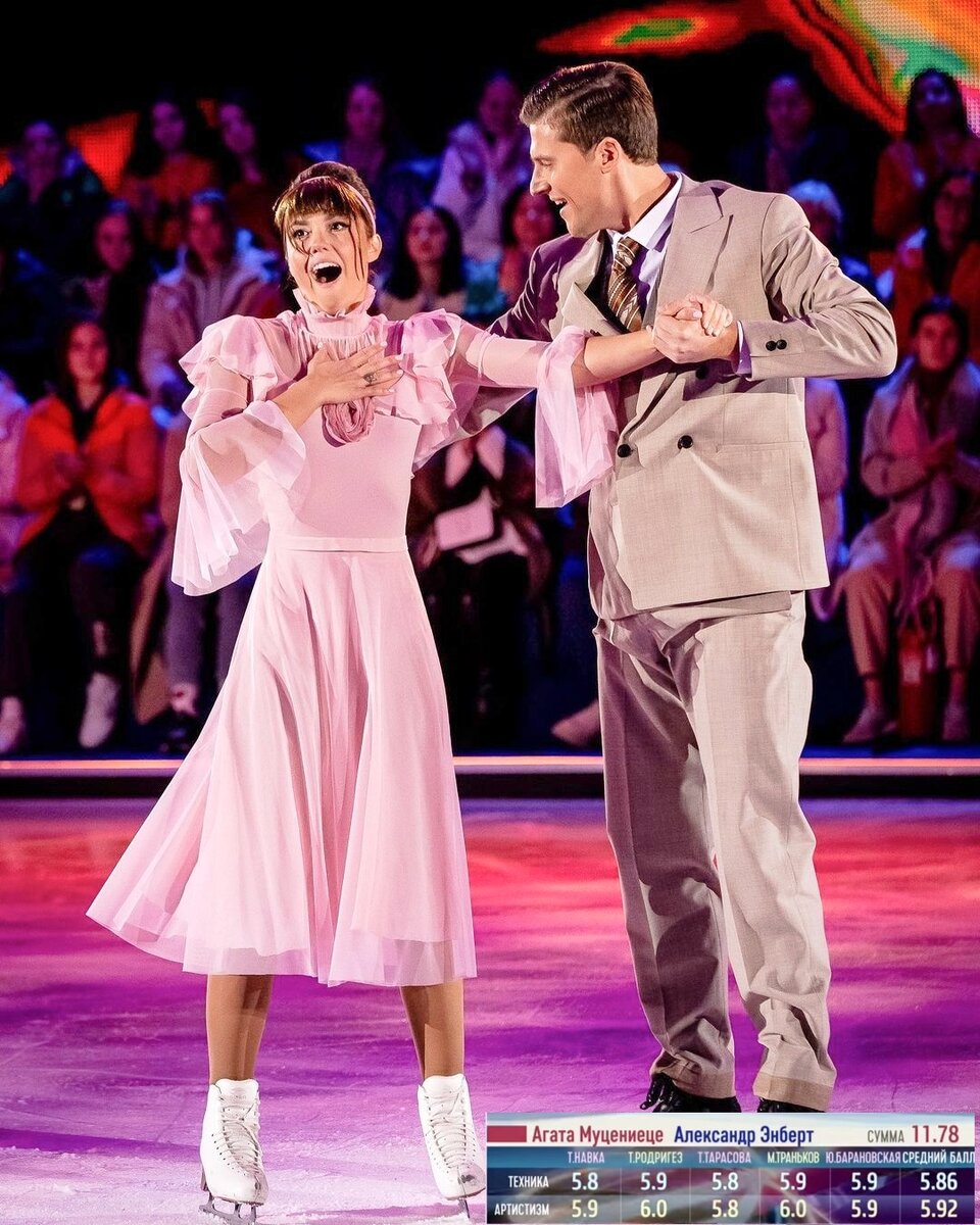 Агата Муцениеце и Александр Энберт. Ледниковый период, 3 выпуск. Источник: Инстаграм Александра Энберта