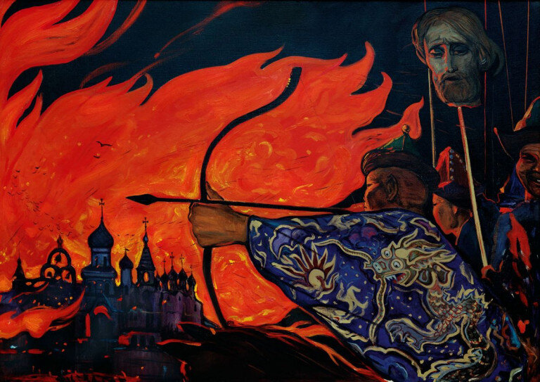 На заглавном фото: И. Глазунов, «Штурм града», 1979 г.