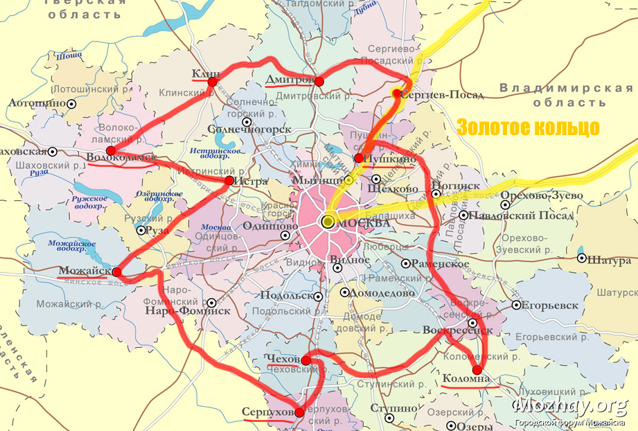Москва или ближнее подмосковье. Губернское кольцо Подмосковья. Карта Московской области золотое кольцо. Карта Подмосковья с городами золотого кольца. Золотое кольцо Подмосковья города.