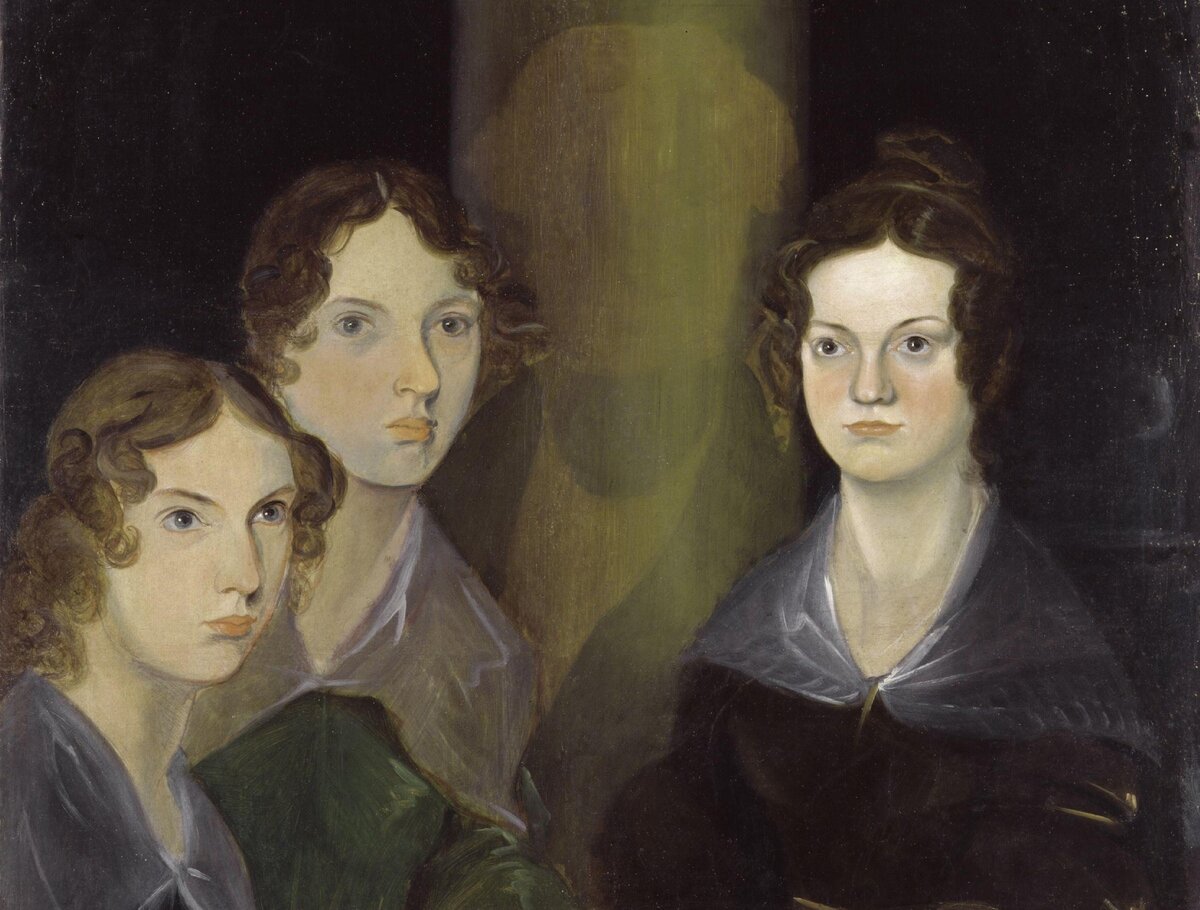 Патрик Бренуэлл Бронте «Семья Бронте». Ок. 1834, National Portrait Gallery, London. Между Эмилией и Шарлоттой просматривается и фигура брата-художника, который замазал свое изображение, после того как понял, что «композиция была слишком тесной»