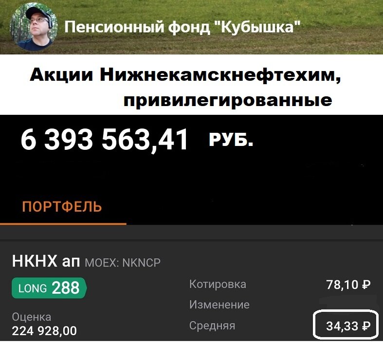 Акции НКНХ, привилегированные, в мое портфеле Пенсионный фонд Кубышка