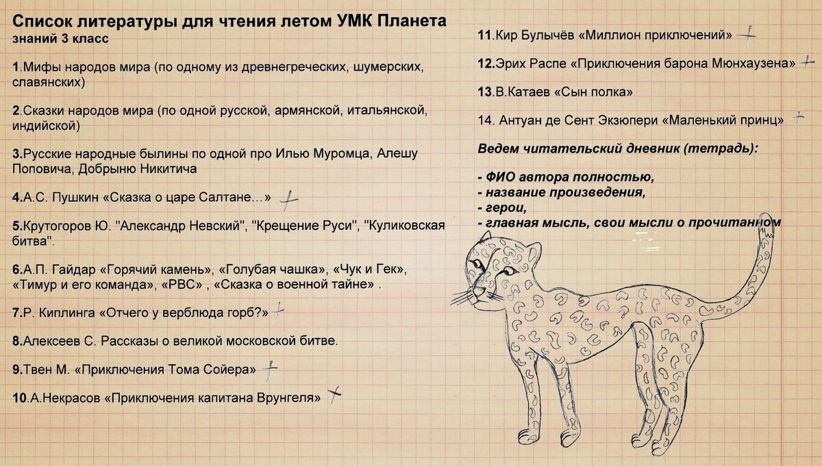 Список книг на лето для 3 класса в нашей школе в 21-м году