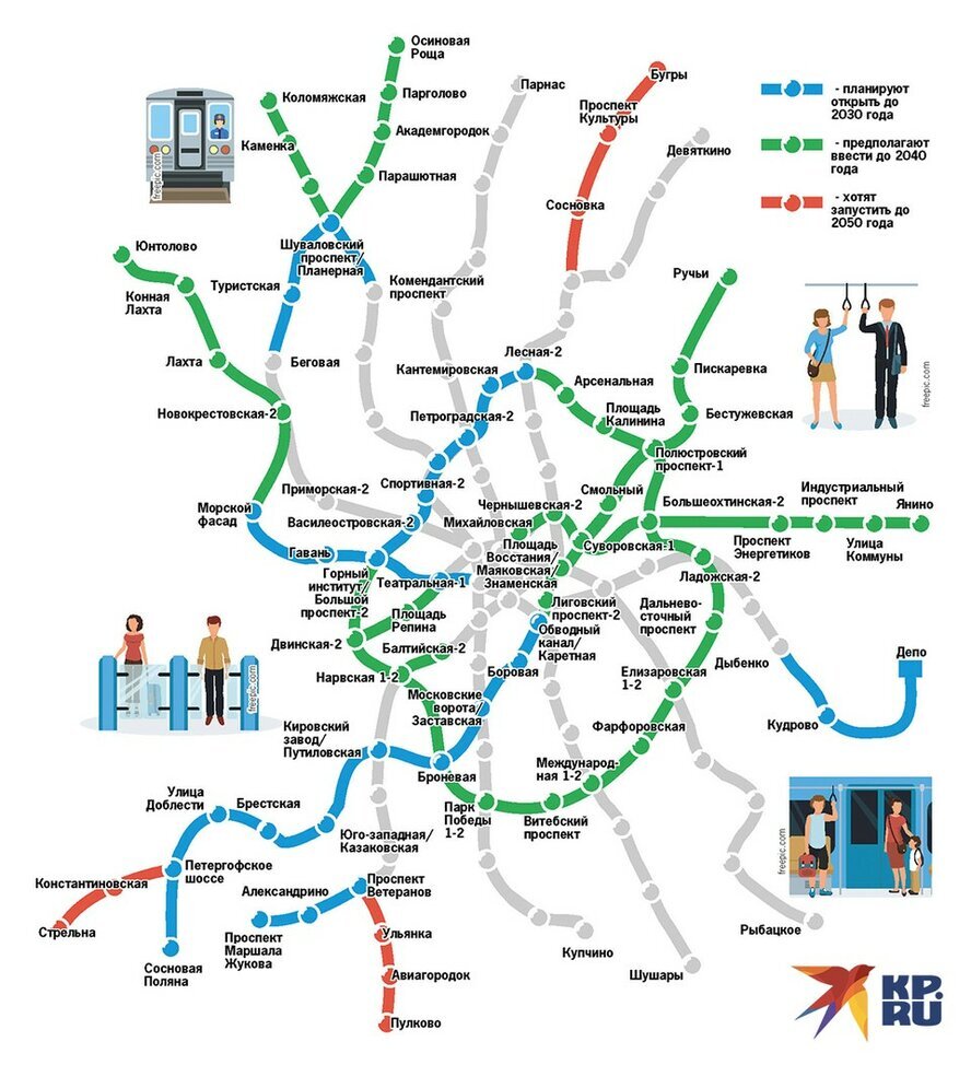 Схема метро санкт петербурга 2050