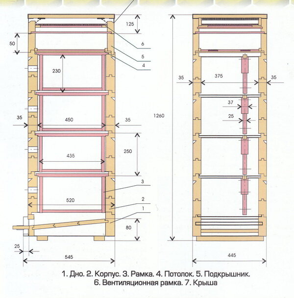Примерный чертеж улья системы Рут с просторов интернета.