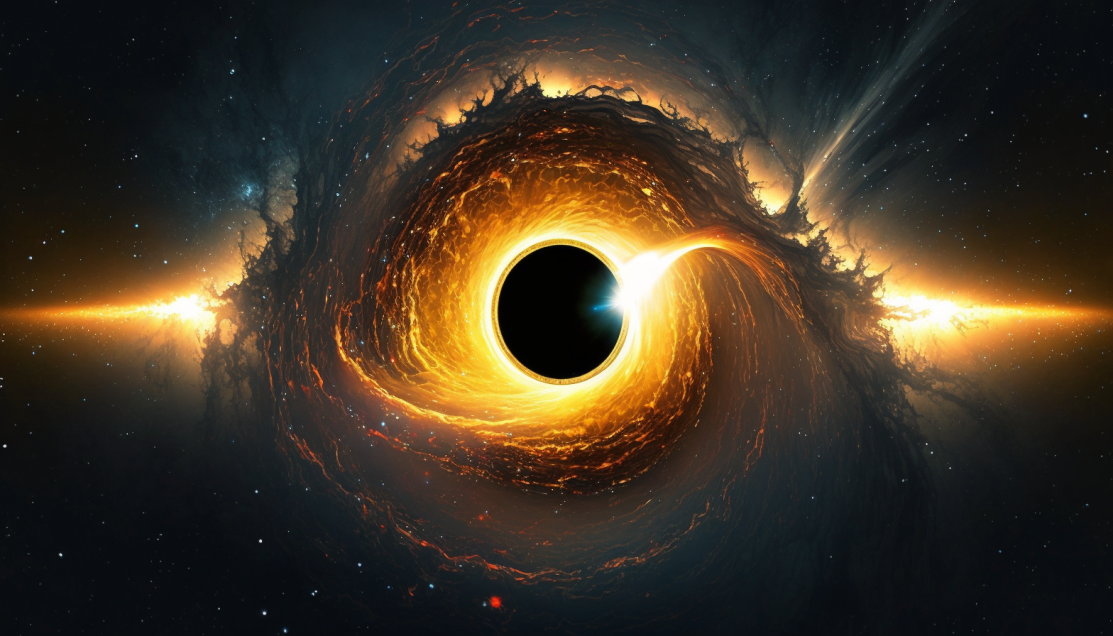 Рисунок нейросети. Запрос "Черная дыра выплёвывает звезды" Художник: Иван Домашенко