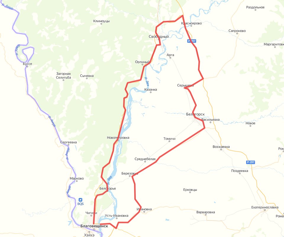 Мой маршрут пролегает против часовой стрелки.