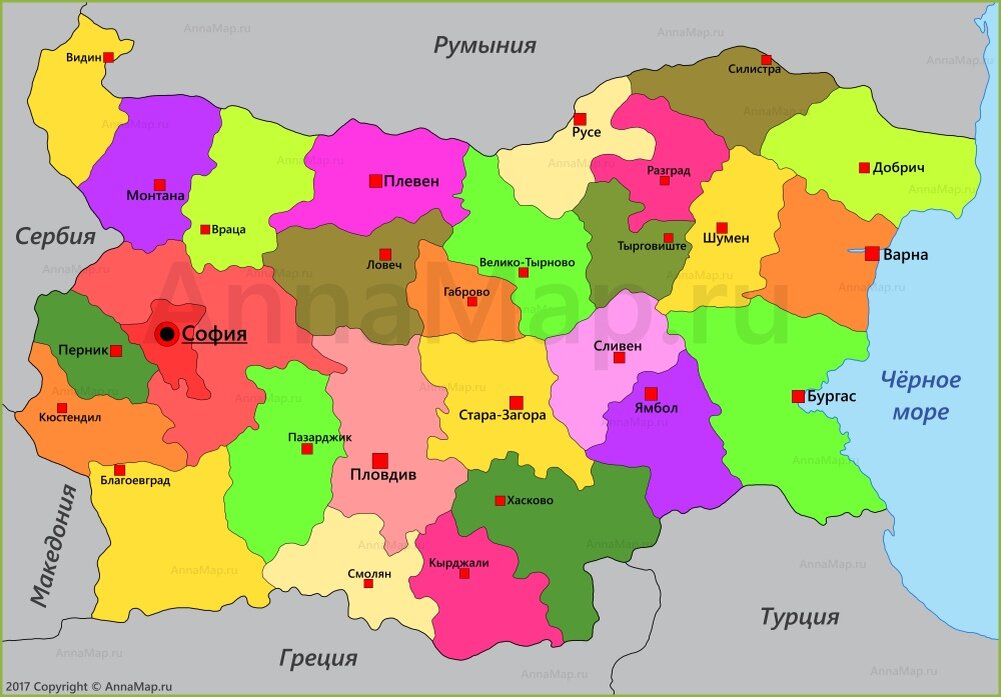 Карта россии и болгарии