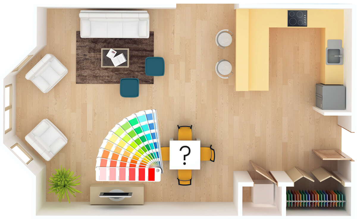 Выберите один цвет или несколько для мебели, которую хотите покрасить, и посмотрите, как он сочетается с уже имеющимися