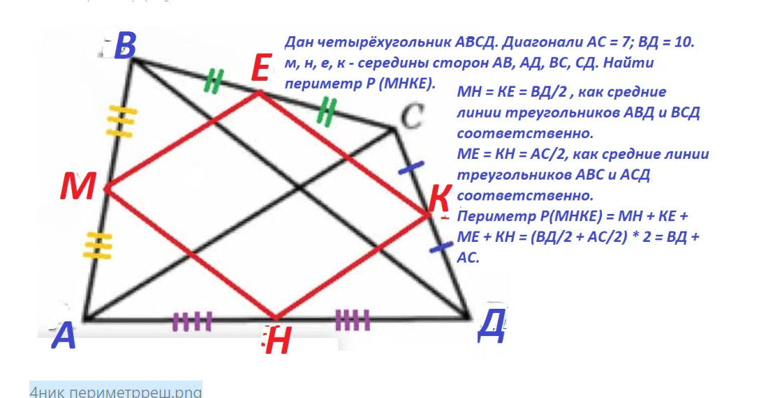 Четырехугольник авсд диагонали