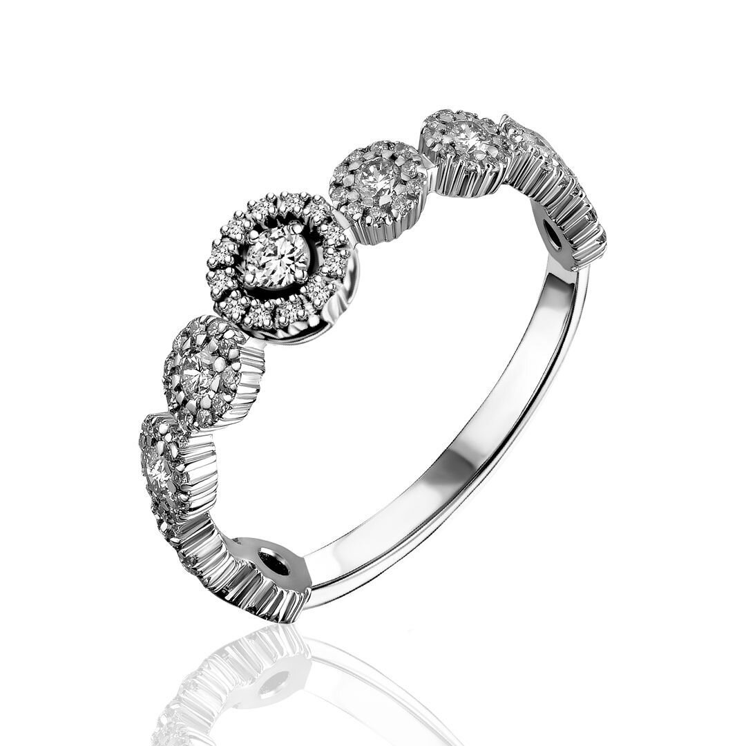 КОЛЬЦО ИЗ БЕЛОГО ЗОЛОТА С БРИЛЛИАНТАМИ