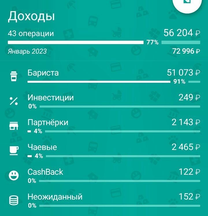 Мои доходы за январь 2023