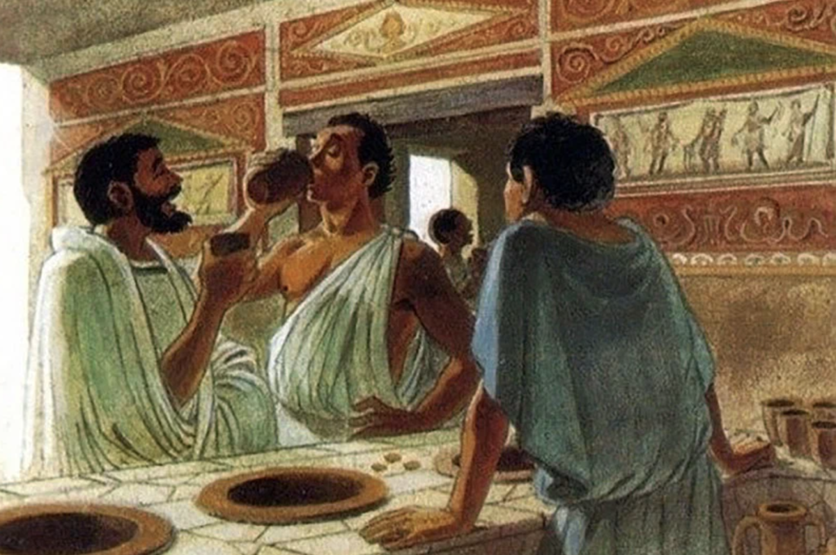 Зачем взрослым древним грекам была необходима схолэ. Еда в древней Греции и древнего Рима. Пир в древнем Риме. Виноделы древнем Риме в Риме. Таверны в древней Греции.