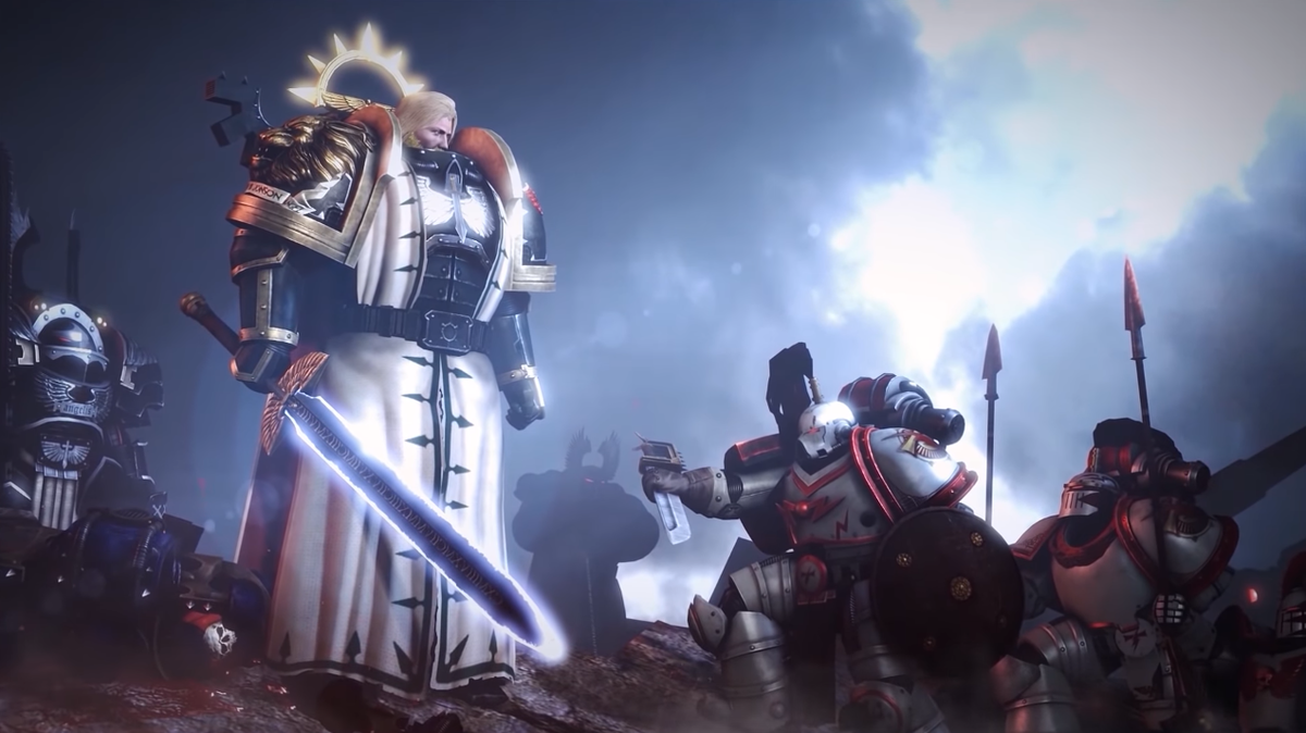 Покаяние и присяга Белых шрамов перед Львом после победы на Крусибле (Горниле) над Повелителями ночи. Скрин из видео "Трамасс. Схватка" ютуб-канала JJ-Case