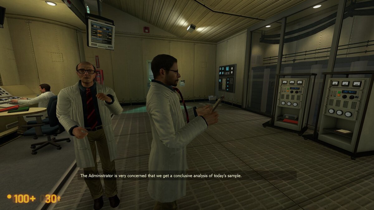 Кроме забавно вывернутого галстука, на данном скриншоте можно увидеть Айзека Кляйнера из Half-Life 2, ведь он когда-то тоже был коллегой Гордона.