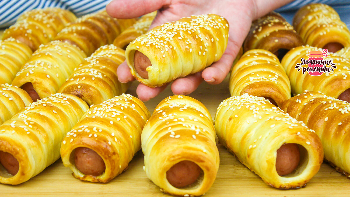 Невероятно ВОЗДУШНОЕ тесто! 😍 Вкуснейшие Сосиски в тесте БЕЗ ЯИЦ и МОЛОКА!  | Коршикова Любовь — Рецепты | Дзен