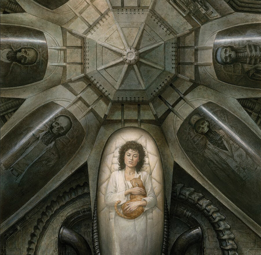 Фрагмент фанатского рисунка к фильму "Чужой" 1979 года, от Paolorivera.