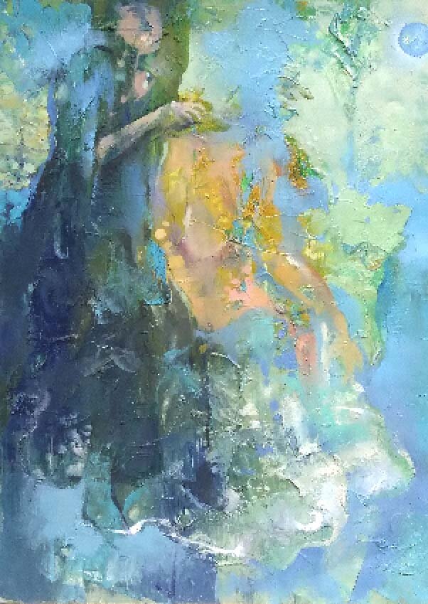 Нам Александр "Ожидание Луны" 41х30 бумага масло 2020 г - 7 000