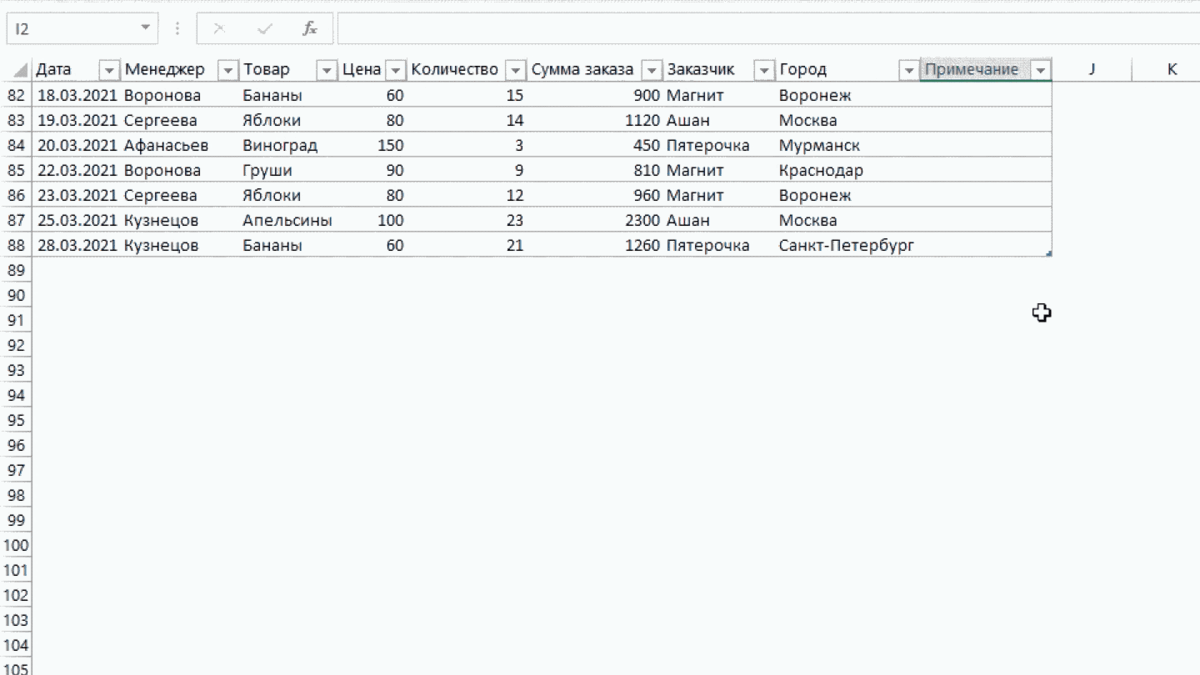 Вставка новой строки
