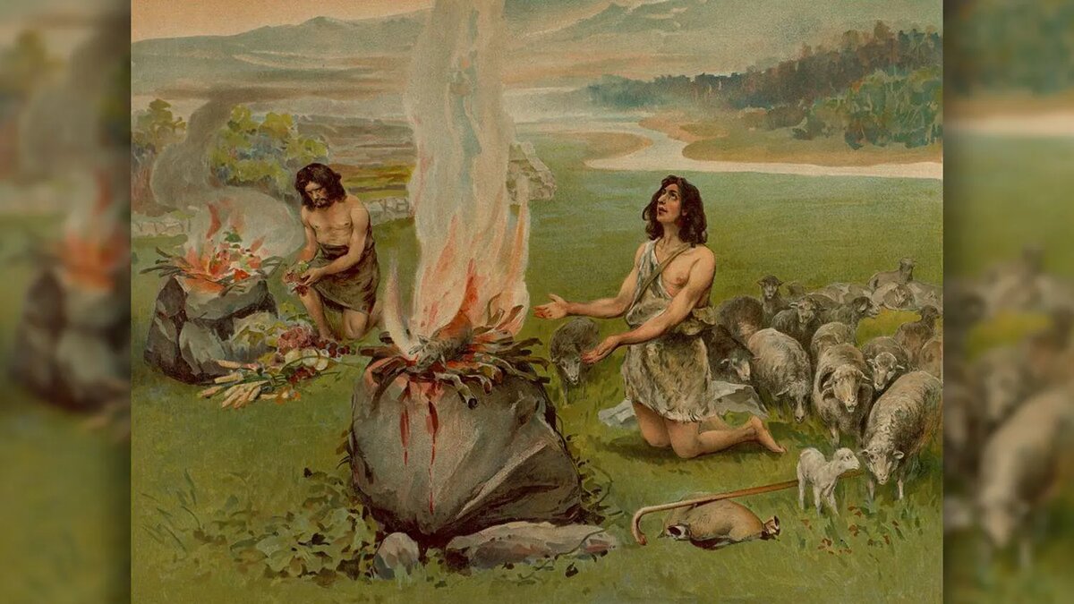 КЛАВДИЙ ЛЕБЕДЕВ. КАИН И АВЕЛЬ. 1908. ЦЕРКОВНО-АРХЕОЛОГИЧЕСКИЙ КАБИНЕТ ПРИ МОСКОВСКОЙ ПРАВОСЛАВНОЙ ДУХОВНОЙ АКАДЕМИИ РПЦ, МОСКВА