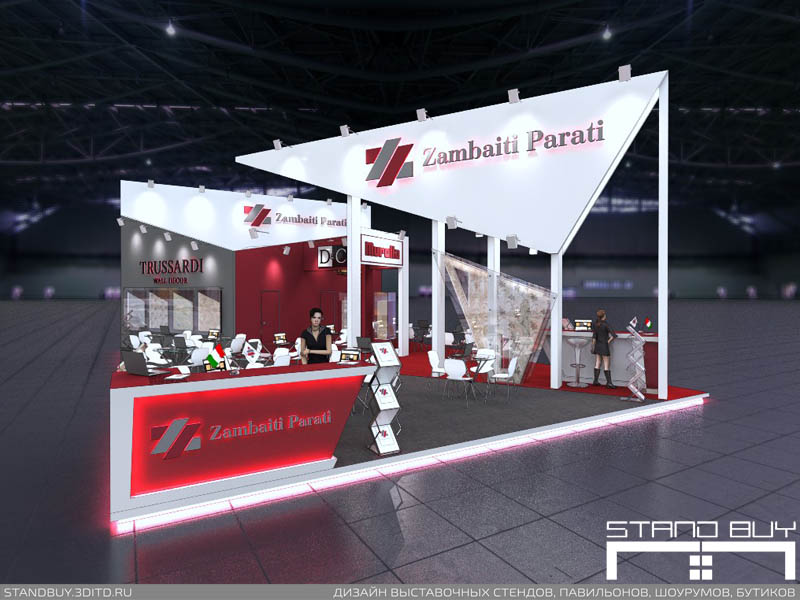 Проект выставочного стенда компании Zambaiti Parati. Архитектор - Павел Сапов.