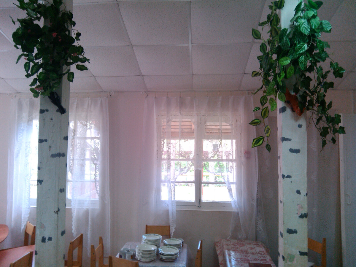 Столовая зона. Справа дверь - пожарный выход на улицу