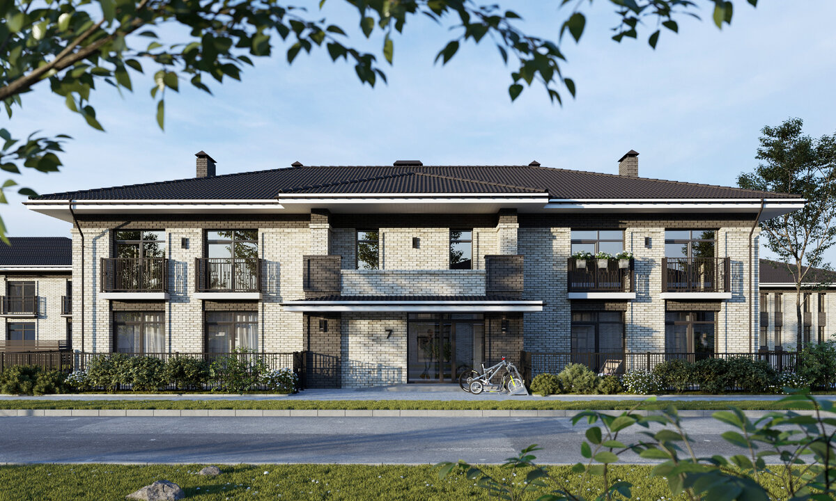 Визуализация дома с квадрохаусами