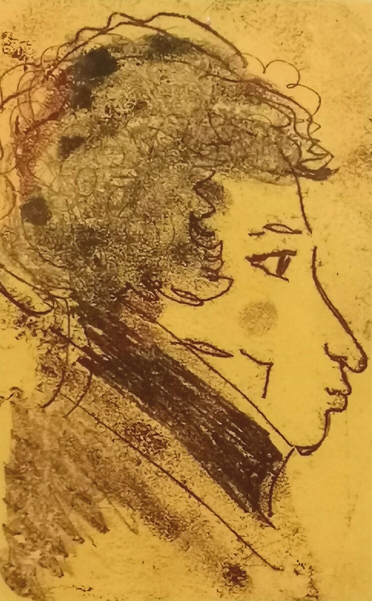 А. С. Пушкин. 1968. Бумага коричневая, монотипия